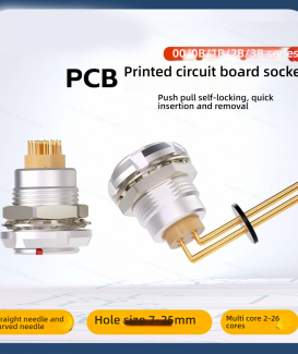 Push-Pull Locking Long Straight & Right-Angle Pin ECG 00 2B PCB Socket Connector for LEMO Aviation Applications