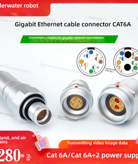 LEMO 514 Gigabit + Power CAT6A 8+2 Pin Self-Locking Connector for Underwater Robots