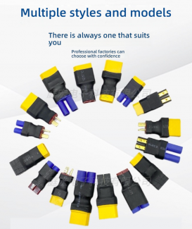 Multi-functional RC Battery Adapter: XT60 to T-Plug/XT90/EC3/Banana Plug Connector, High-Conductivity Gold-Plated Adapter for Lipo Battery & Charger